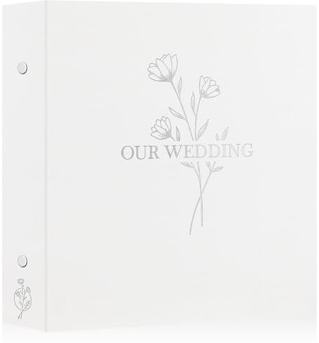Lanpn Wedding Photo Album 4x6 1000 Pocket Photos Slip in, Linen Cover Large Capacity Newlywed Marriage Album Hold 1000 Horizontal Vertical Photos (Flower, White)