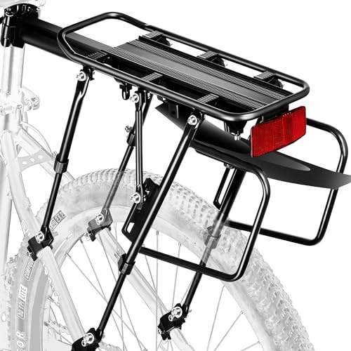YONTUO Rear Bike Rack,310 LB Capacity Solid Bearings Bike Cargo Rack w/Fender & Large Size Reflective,Quick Release Mountain Road Bicycle Rear Racks,Universal Bike Luggage Touring Carrier Rack,BCR06
