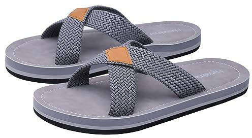 Harssidanzar Men's Cross Slide Outdoor Summer Sandals Gray 8.5 KM229UK