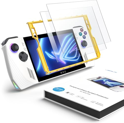 JSAUX ROG Ally Displayschutzfolie 2er-Pack, Ultra HD 9H Härte Gehärtetem Glas Displayschutzfolie mit Führungsrahmen, 7 Zoll Anti-Scratch Schutzfolie Kompatibel mit ASUS ROG Ally/ASUS ROG Ally X 2024