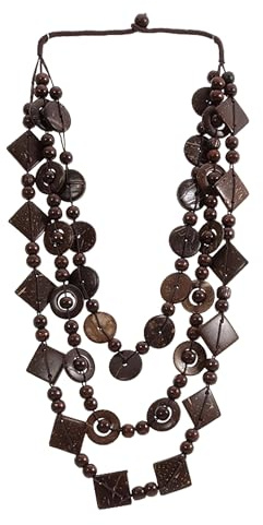 Wensmy 3 Layered Bohemia Necklaces Womens Wood Beads Strand Statement Choker Necklace African Statement Choker Necklaces Chunky Collar Necklace Multicolor Fashion Wood Bead Necklace