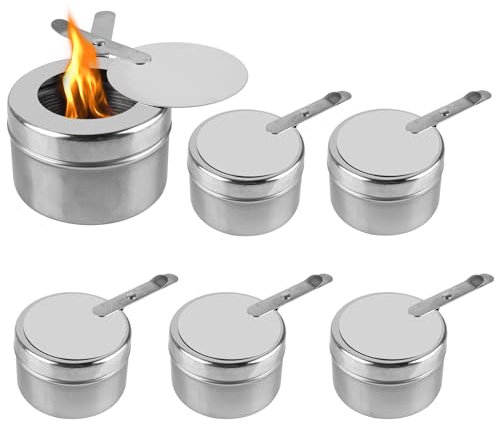 GOEDCH Recipientes para Combustible de Alcohol: 6 Pcs Quemador Portátil para Fondue, Quemador de Acero Inoxidable, Calentador de Alimentos para Olla Caliente, Bufé, Acampar al Aire Libre