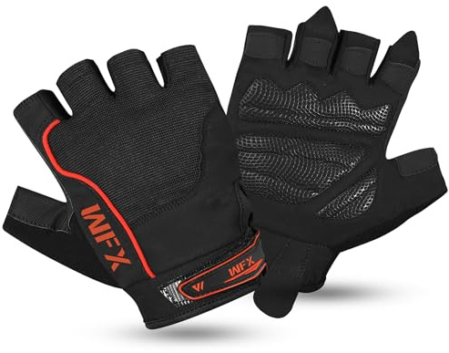 WFX Weight Lifting Gloves Fitness Wrist Wrap Support Workout Anti Slip Padded Palm Protection Gym Gloves (Black Short Wrist, M)