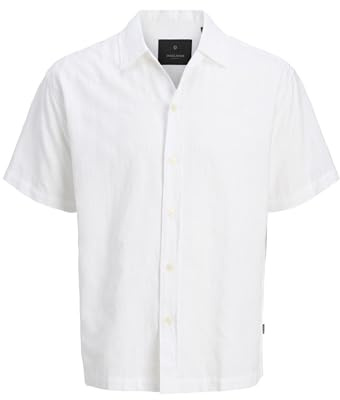 JACK & JONES Jprblavance Dobby S/S Shirt, Bright White, M