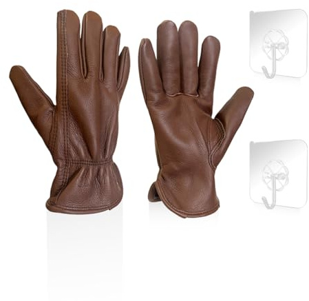 1 Par De Guantes De Cuero, 2 Piezas, Guantes De Trabajo Con Ganchos Transparentes, Guantes De Cuero Para Jardín Unisex, Guantes Engrosados