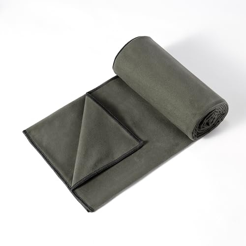 Amazon Basics Hot Yoga Mat Towel, Soft Microfiber, Non-Slip, Absorbent, 188 cm x 61 cm, Gray