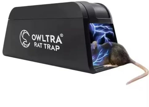 Piège à Rats Électrique, Élimination Rapide et Efficace. Tuer instantanément Les rongeurs avec déclencheur sans Danger pour Les Animaux de Compagnie, Noir