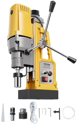 VEVOR Trapano Magnetico, Motore 1400 W Trapano a Colonna Elettrico Magnetico 13000 N Diametro di Foratura di 50 mm Velocità a Variabile 0 a 750 giri/min Macchina per Foratura per Superfici Metalliche