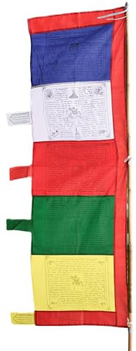 Lunga bandiera tradizionale di Preghiera Tibetana, Fatta a Mano in Nepal, Manta della Pace, Per la meditazione, lo yoga, il giardino della pace 190 CM x 60 CM