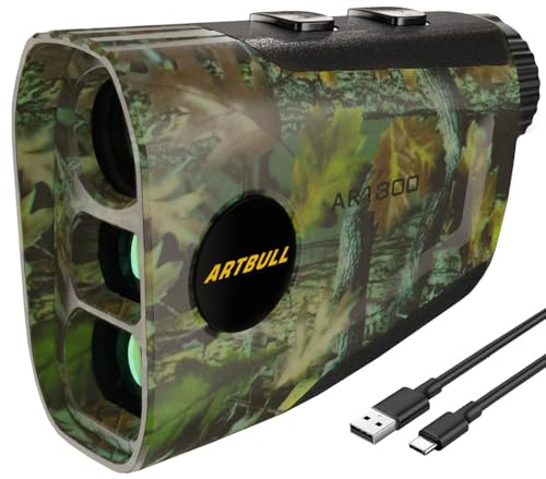 Hunting Rangefinder 1300Yds Camou Rechargeable Laser Distance Finder 6X Magnification with Flag Pole Locking Vibration Slope Scan Mode, for Bow & Rifle Hunting & Golfing