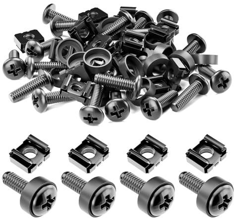 iwillink 20 Set M6 Rack Screws Kit - 20mm Stainless Steel with Cage Nuts & Nylon Washers - Compatible with Server Racks/Audio/Hardware Mounts