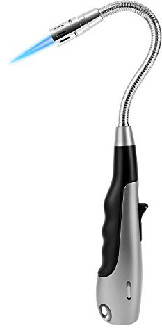 Butane Lighter Long Lighter with Visual Window for BBQ Candle,Gray(No Butane Inside)