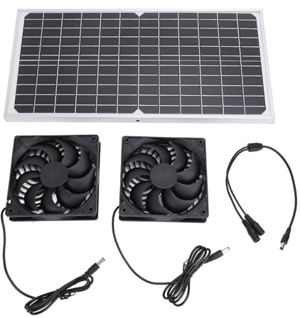 Ventilador de extracción de energía solar de 16W, panel solar de silicio monocristalino, kit de ventilador de doble ventilación para casa de animales, gallinero, invernadero