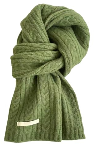 Kovake Bufanda de Invierno para Mujer Hombre, Bufanda de Punto Cálida Suave - Mezcla de Lana - Fulares de Larga de Color Sólida Versátil Pashmina Pañuelo Cachemira, 160 x 20 cm (Verde)