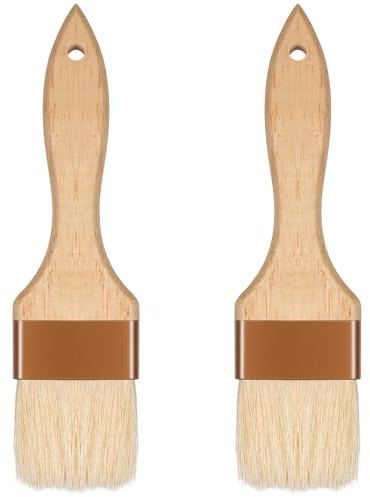 2 Pcs 2 inch Pastry Brush Bristle Basting Brushes Cooking Baking BBQ Oil Brush Food Brushes for Cooking Butter Oil Egg Marinade Grilling Durable Kitchen Marinade Butter Culinary Utensil