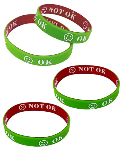 4PCS Fidget Bracelet - Silicone Wristbands - Emotions Resources for Children - Mood Communication Band - School Fidgets Tools - Soft Rubber Bracelet