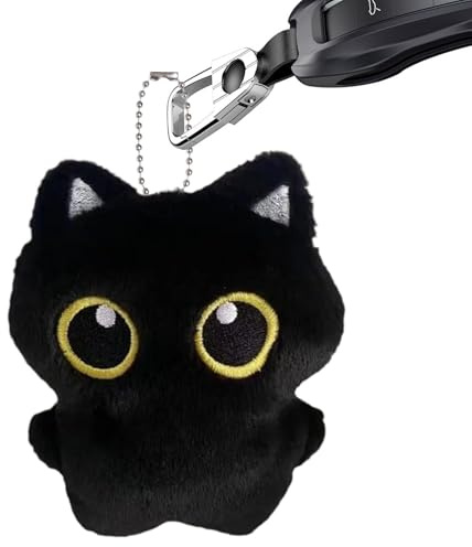Genérico Animal de peluche de gato de – Muñeco de gatito negro, mini colgante para bolso, lindo accesorio de llavero, compañero de peluche decorativo | Mochila Decoración de habitación