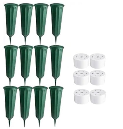 YGBWAOV 12 Vasi da Cimitero con Punte, Vasi Floreali Commemorativi, Cono Portafiori per Tomba, Vasi da Terra con, Colore Verde