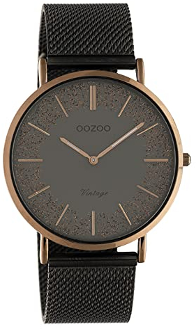 Oozoo Vintage Damenuhr mit Metallband 40 MM Dunkel Rose/Dunkelgrau Glitzer/Gunmetal C20139
