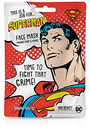 MAD Beauty DC Superhelden Gesichtsmaske Superman - feuchtigkeitsspendende & erfrischende Tuchmaske für gepflegte Haut und einen schönen Teint