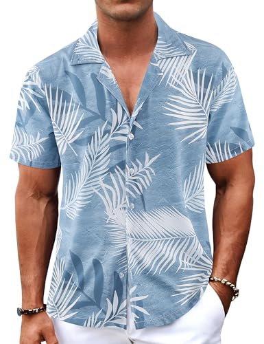BOJIN Men's Hawaiian Shirts Casual Beach Aloha Tropical Short Sleeve Shirts BJ071 2XL