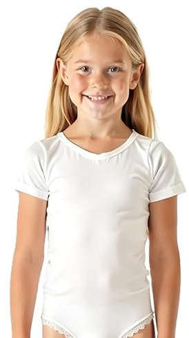 Set da 3 Maglietta o Canottiera Bambina Cotone 100% da 3 a 14 Anni, T-Shirt bambima bianche maniche corte , Canotte ragazza bianca, Canottiera intima, Maglietta intima (MMRaso,5)