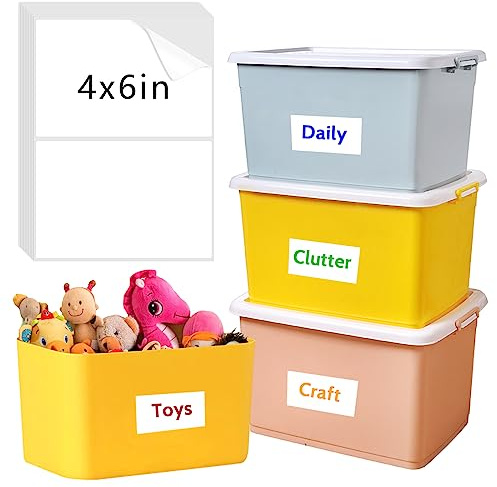 150 Pcs Labels for Storage Bins, 6 X 4 Inch Removable Labels for Storage Bins, Tear Resistant No Residue Storage Bin Label, Matte White Blank Box Label for School, Home, Business
