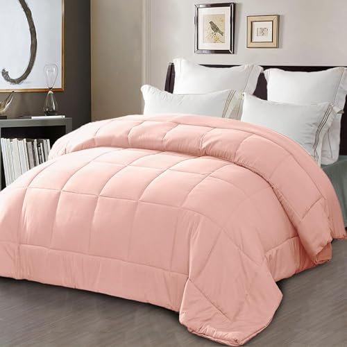 Exclusivo Mezcla 7.5 Tog King Size Down Alternative Duvet Quilted Duvet for All Seasons - Breathable, Lightweight and Machine Washable (240x220 CM, Blush Pink)