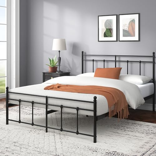 Zinus Nicholas 90x200 cm - Höhe 31cm mit Stauraum unter dem Bett - Metall-Plattformbettrahmen mit Kopfteil und Fußteil - Schwarz
