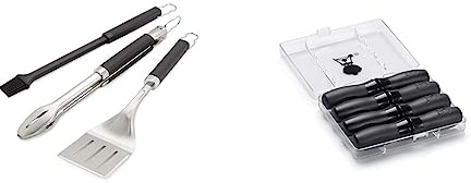 Weber 6764 Premium Grillbesteck 3-teilig & 6489 Maiskolbenhalter-Set, 8 Stück, Picknick, Grillen, Gartenparty