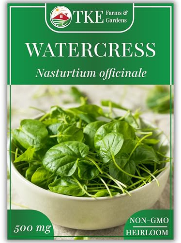 TKE Farms & Gardens - Watercress Seeds for Planting, 1500+ Non-GMO Heirloom Seeds, Grow a Nutrient-Rich Superfood, Easy for Indoor & Outdoor Gardens, Includes Planting Instructions, Qty 1