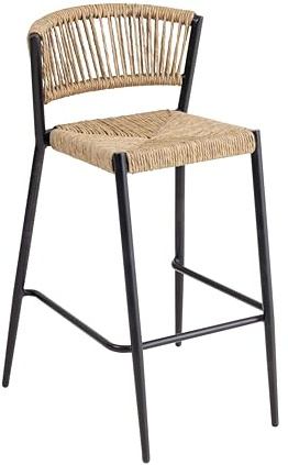 METRO Professional Chaise Haute Terra, Rotin PE/Aluminium, 57 x 63 x 102 cm, RŽsistant aux intempŽries, Empilable, Beige/Noir