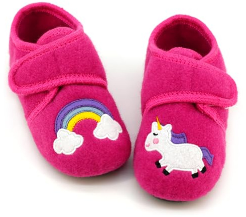 qpyysz Pantoufles pour enfants garçons et filles - Chaussures pieds nus - Licorne - Dinosaure - Chaussons d'hiver - Respirants et antidérapants, Motif licorne, 25 EU Large