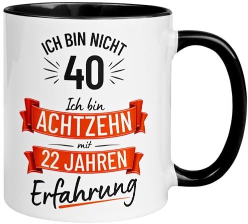 40 Geburtstag Männer Geschenk Tasse | Ich bin nicht 40 – Ich habe Erfahrung | Lustige Geburtstagstasse zum 40. Geburtstag | 40ter Geburtstag - Witziges Geburtstagsgeschenk Mann | Made in Germany