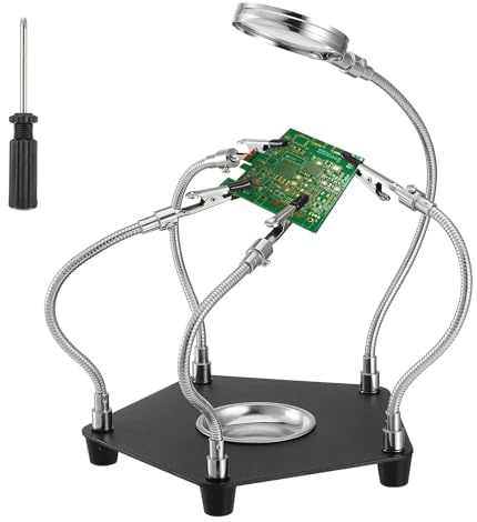 Knpwer Stazione di saldatura con 3 lenti d'ingrandimento, per saldatura a terza mano, strumento di supporto per PCB e orologi