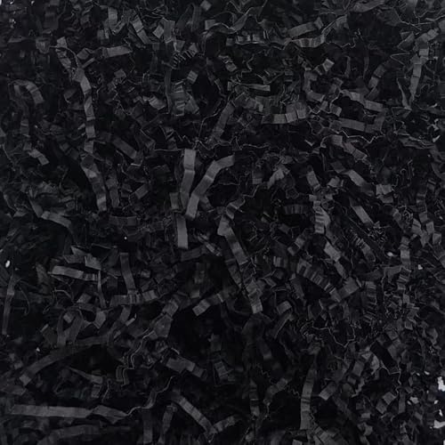 150g Papier Déchiqueté à Coupe Froissée Raffia Remplissage Cadeau Hamper Shred Papier Cadeau de Remplissage Remplir des Fournitures de Fête et Emballage Cadeau (Noir)