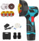 Cordless Angle Grinder, 3-Inch Mini Angle Grinder with 2 x 1500mAh Batteries, 6 Cutting Discs, 19500RPM, Compact for Cutting, Polishing, and Grinding