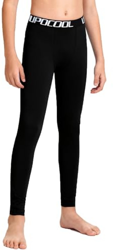 Upocool Boys Compression Leggings Quick Dry Youth Basketball Pants Sports Tights Football Base Layer for Kids Black M