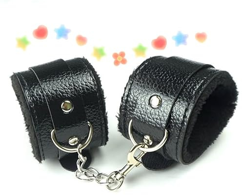 WreGmgg Cuoio Nero Lychee Textured Indoor Sport Manette, Fodera in Peluche, Coppia Regalo - D5