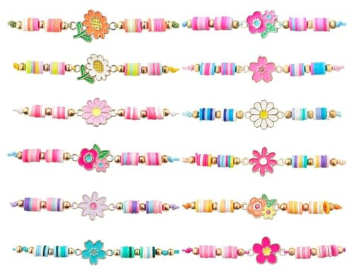 JYNXOR 12 Pcs Braccialetto Bambina, Braccialetti Amicizia,Braccialetti Bambina Intrecciato Regolabile, Bracciale Amicizia Per Bambini, Gadget Compleanno Bambini, Regalini Fine Festa Compleanno (Fiore)