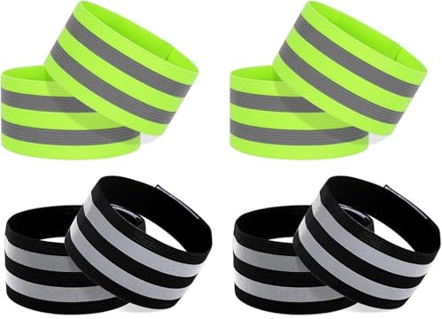 8Piezas Brazaletes Reflectantes de Alta Visibilidad Running, Banda Elásticas de Seguridad Reflectantes, Reflectoras Ajustable para Adultos Tobillos Ciclismo Brazos Tobillos Correr Caminar Trotar