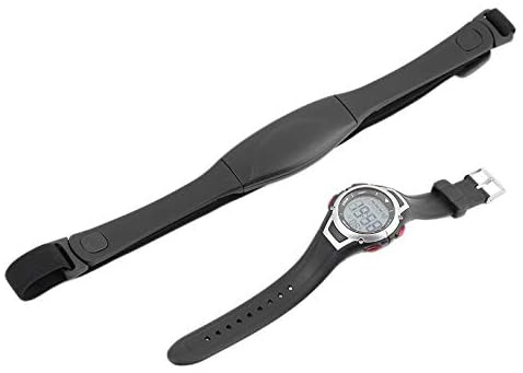 Orologio digitale con cardiofrequenzimetro, cinturino toracico, cinturino in silicone nero, tracker elettronico per fitness e allenamento