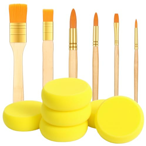 ElevateTech Face Paint Brush Set, 12Pcs Face Paint Brushes and Sponges Set Professional Artist Paintbrush with Round Painting Sponge for Body Art Painting Cosplay Party Makeup Acrylic Watercolor