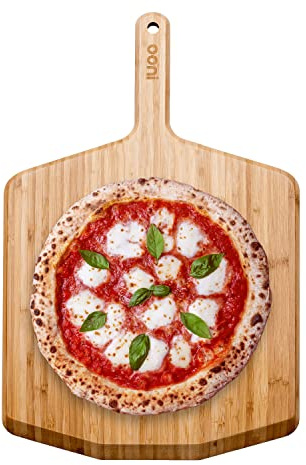 Ooni Pala de pizza de bambú de 16 pulgadas, pala de pizza de madera de 16 pulgadas, paleta de espátula de pizza, tabla de cortar de pizza, cáscara de torneado de pizza de madera, accesorios para horno