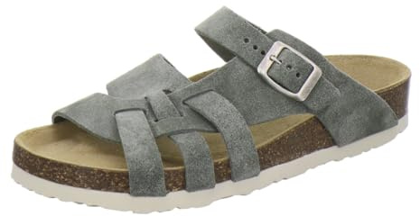 AFS-Schuhe Ciabatte da donna in vera pelle, pantofole da donna di alta qualità, Made in Germany, velluto verde oliva, 38 EU