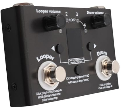HUSHUI Pedale Looper per Batteria con 30 Set di Batteria Tempo di Registrazione Lungo e Sintonizzatore Ad Alta sensibilità per Musicisti Metallo Nero 1 unità