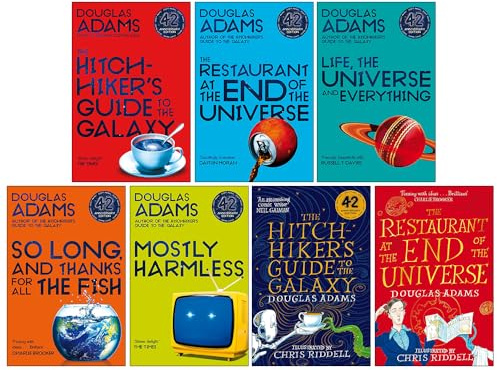 Hitchhiker's Guide to the Galaxy Series 7 Books Collection Set By Douglas Adams (The Hitchhiker's Guide to the Galaxy,Restaurant at the End of the Universe, Life the Universe and Everything & More)