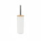 DAMDAM GO - Escobillero Plastico Blanco Palo Acero INOX Tapa Bambu 9,5x40 cm