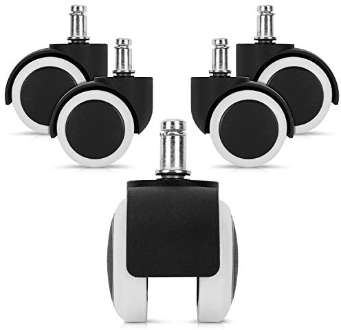 kwmobile 5x Hartbodenroller 11/50mm - auch für Weichboden - 360° Bürostuhl Rollen Ersatzrollen - Ersatz Bürostuhlrollen Set in Weiß