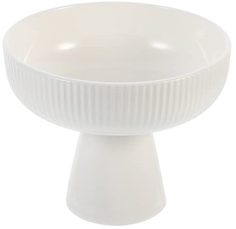 Dessertbecher mit Fuß aus Keramik für, Eisbecher, Dessertschale, Servierschale für Eisbecher, Milchshakes, Parfaits, Salat, Snack, Gewürze, Weiß